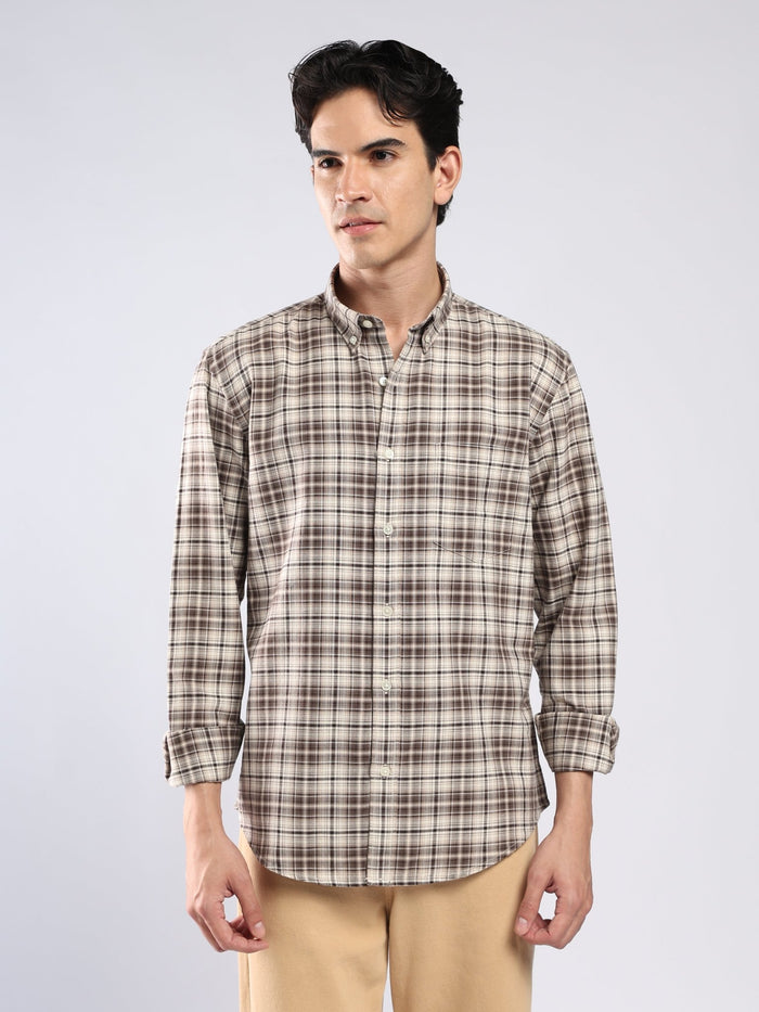 Lutana - Oxford Checks Shirt - Muted Brown