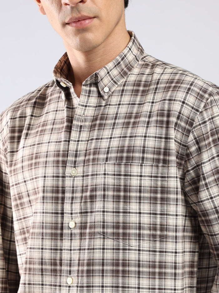 Lutana - Oxford Checks Shirt - Muted Brown