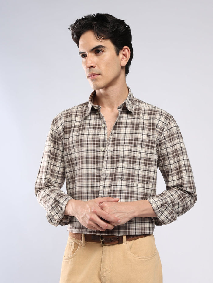 Lutana - Oxford Checks Shirt - Muted Brown