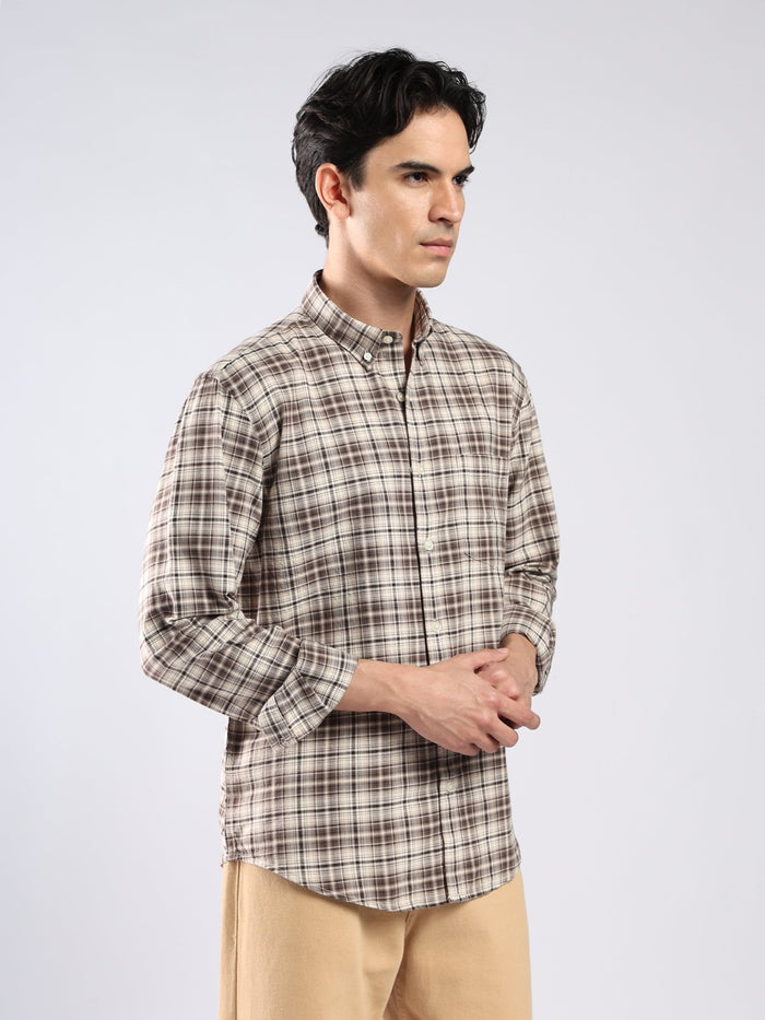 Lutana - Oxford Checks Shirt - Muted Brown
