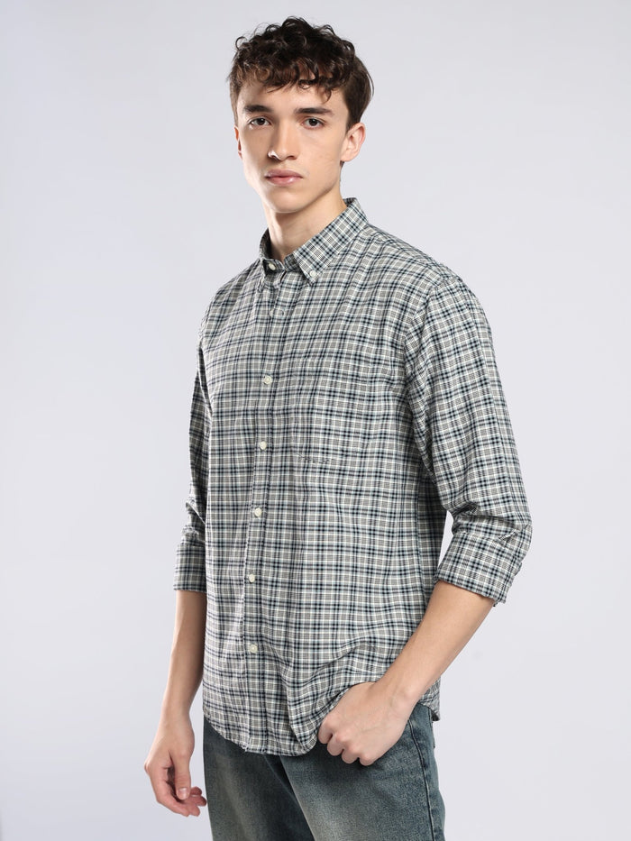 Lutana - Oxford Checks Shirt - Navy Blue