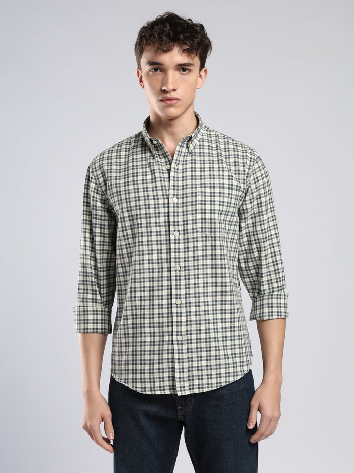 Lutana - Oxford Checks Shirt - Olive Grey