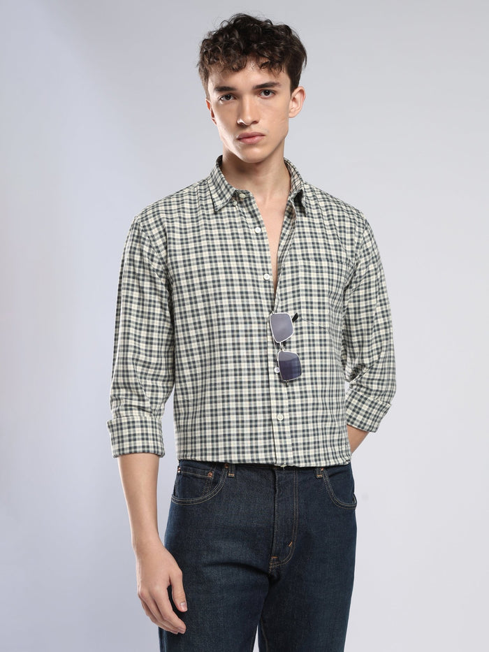 Lutana - Oxford Checks Shirt - Olive Grey