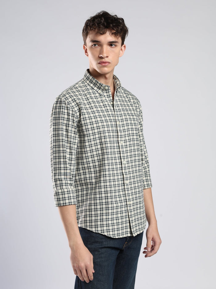 Lutana - Oxford Checks Shirt - Olive Grey