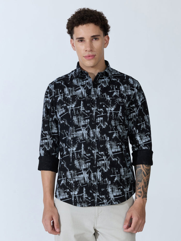 Lutata - Oxford Printed Shirt - Black