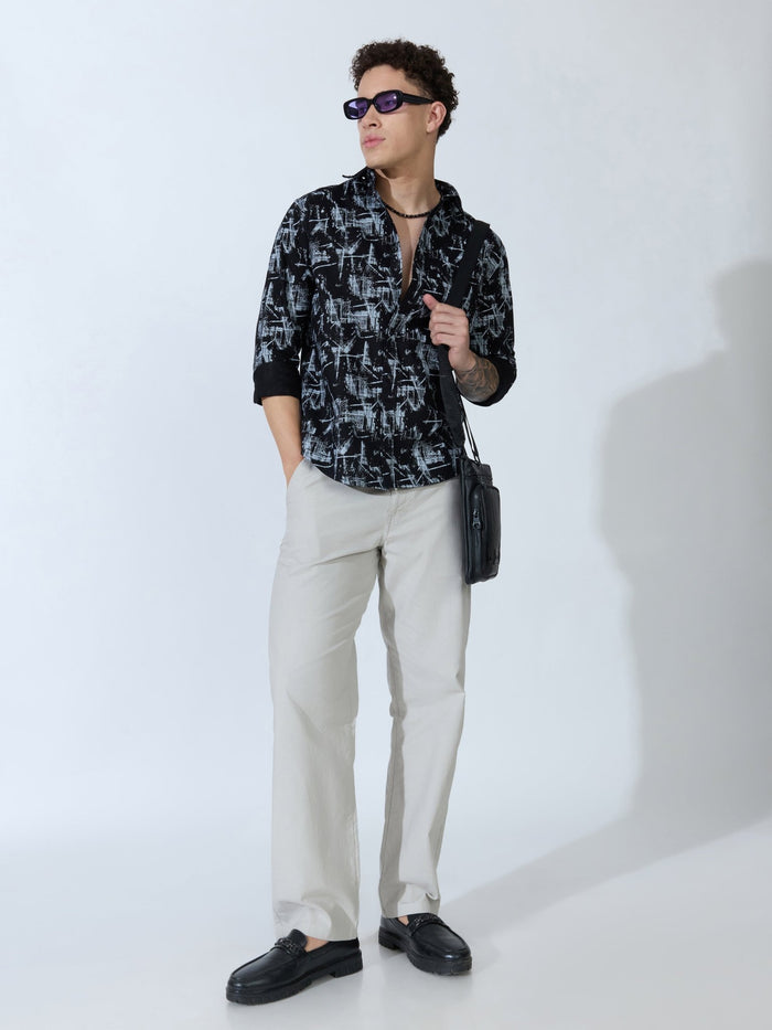 Lutata - Oxford Printed Shirt - Black