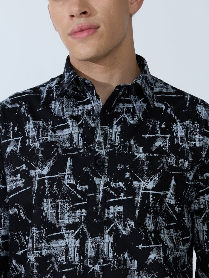 Lutata - Oxford Printed Shirt - Black