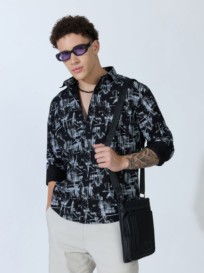 Lutata - Oxford Printed Shirt - Black