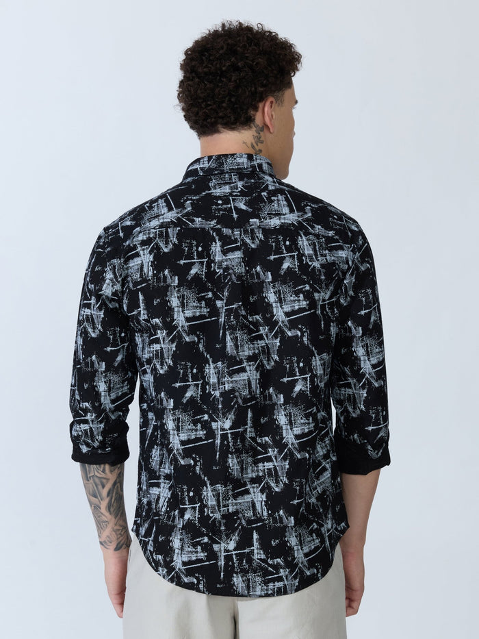Lutata - Oxford Printed Shirt - Black
