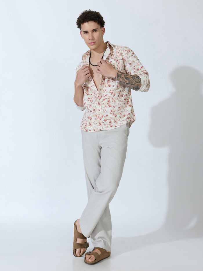 Lutata - Oxford Printed Shirt - Brown
