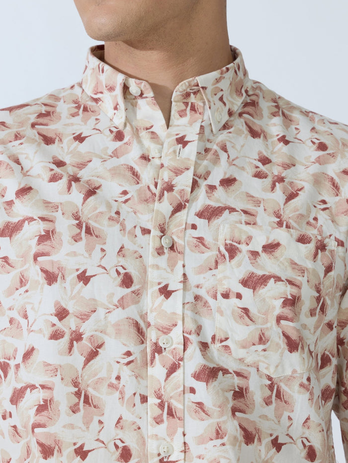 Lutata - Oxford Printed Shirt - Brown