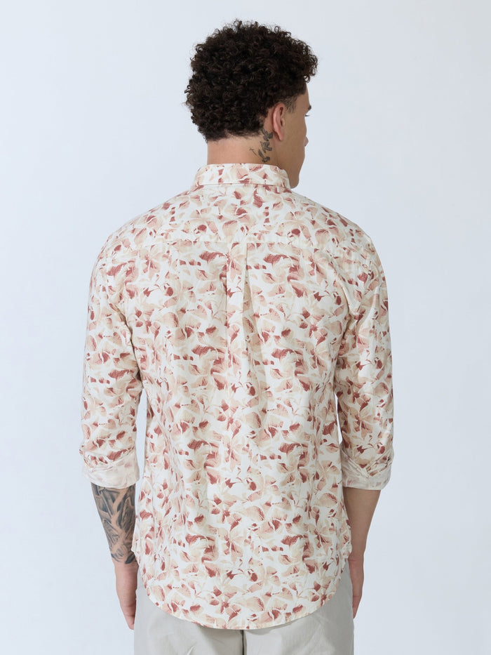 Lutata - Oxford Printed Shirt - Brown
