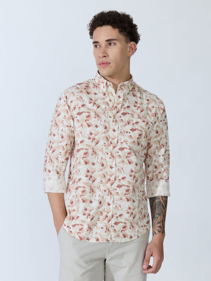 Lutata - Oxford Printed Shirt - Brown