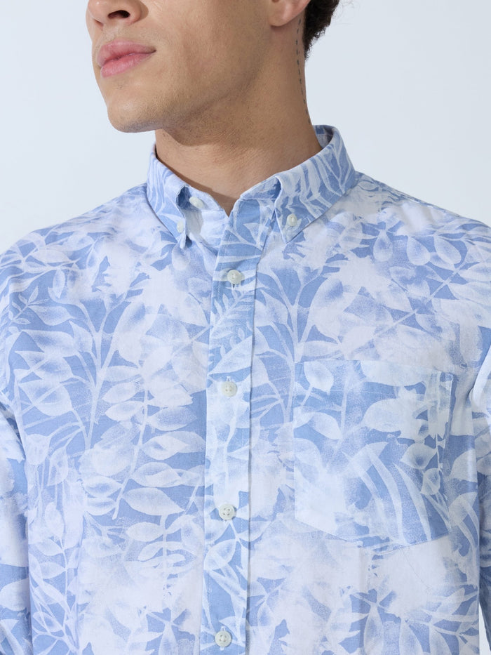 Lutata - Oxford Printed Shirt - Ice Blue