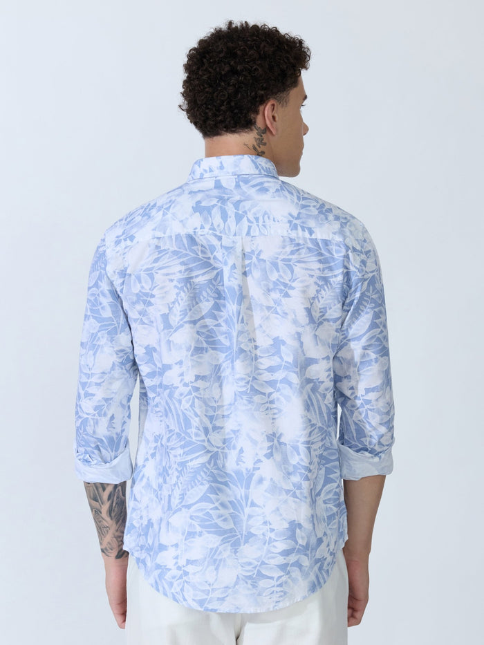 Lutata - Oxford Printed Shirt - Ice Blue