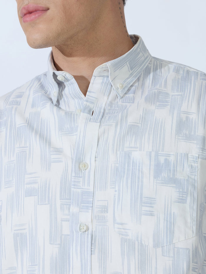 Lutata - Oxford Printed Shirt - Light Grey