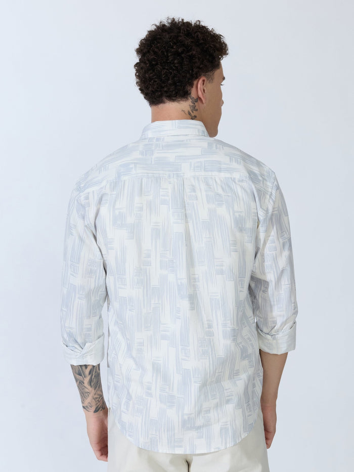 Lutata - Oxford Printed Shirt - Light Grey