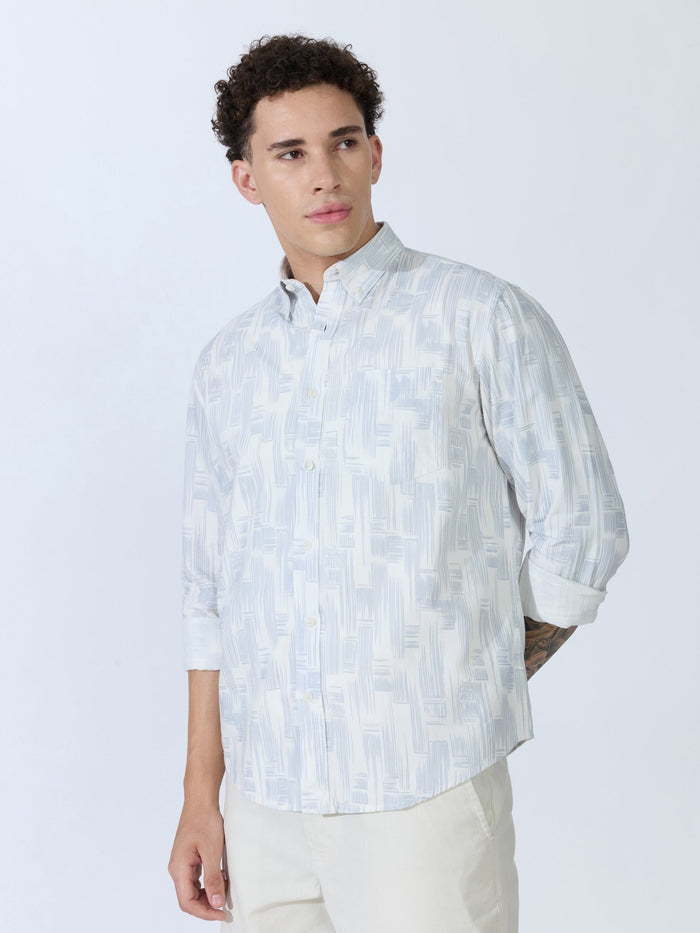 Lutata - Oxford Printed Shirt - Light Grey
