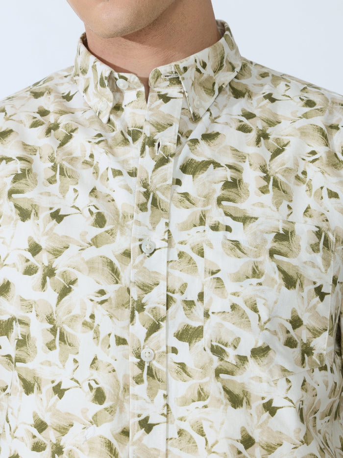 Lutata - Oxford Printed Shirt - Olive