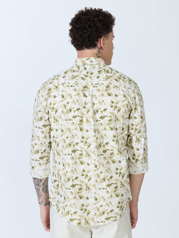 Lutata - Oxford Printed Shirt - Olive