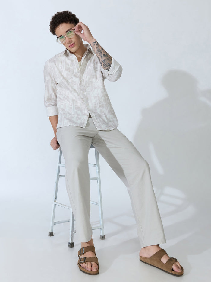 Lutata - Oxford Printed Shirt - Pale Mauve