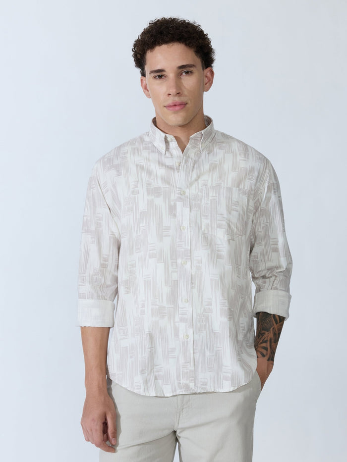 Lutata - Oxford Printed Shirt - Pale Mauve