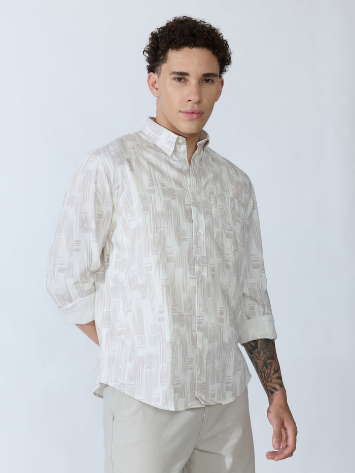 Lutata - Oxford Printed Shirt - Pale Mauve