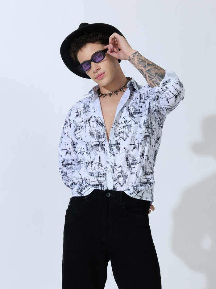 Lutata - Oxford Printed Shirt - White