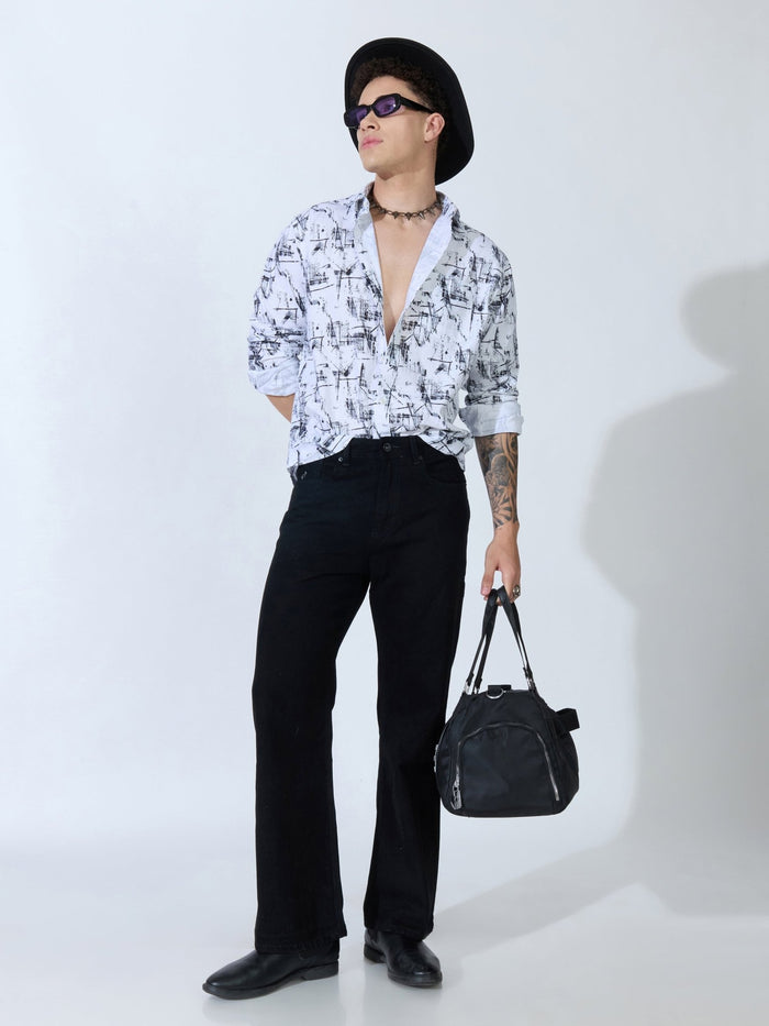 Lutata - Oxford Printed Shirt - White