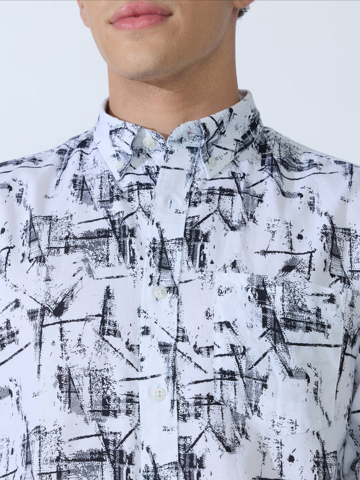 Lutata - Oxford Printed Shirt - White
