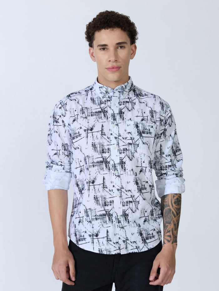 Lutata - Oxford Printed Shirt - White