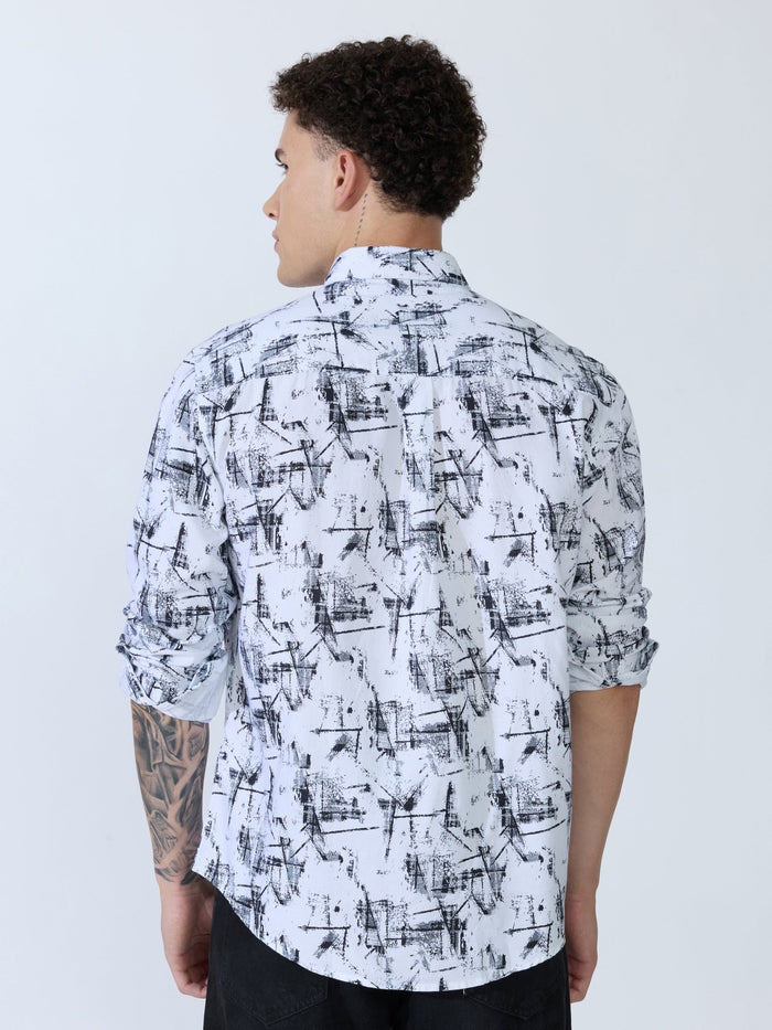 Lutata - Oxford Printed Shirt - White