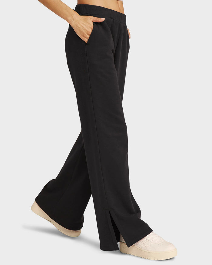 Black $|& Beyond Yoga LuxeFleece Wide Leg Pant - Hanger Front