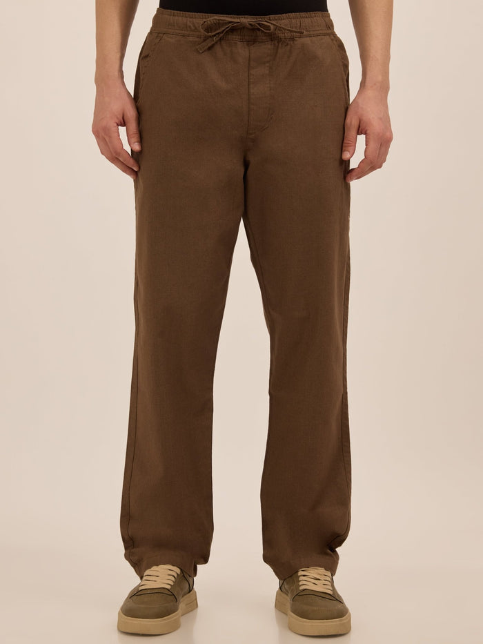 Men's Relaxed Fit Cotton Trouser - Brown