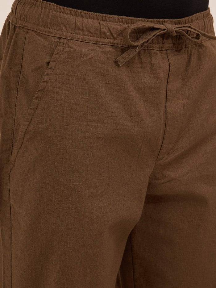Men's Relaxed Fit Cotton Trouser - Brown