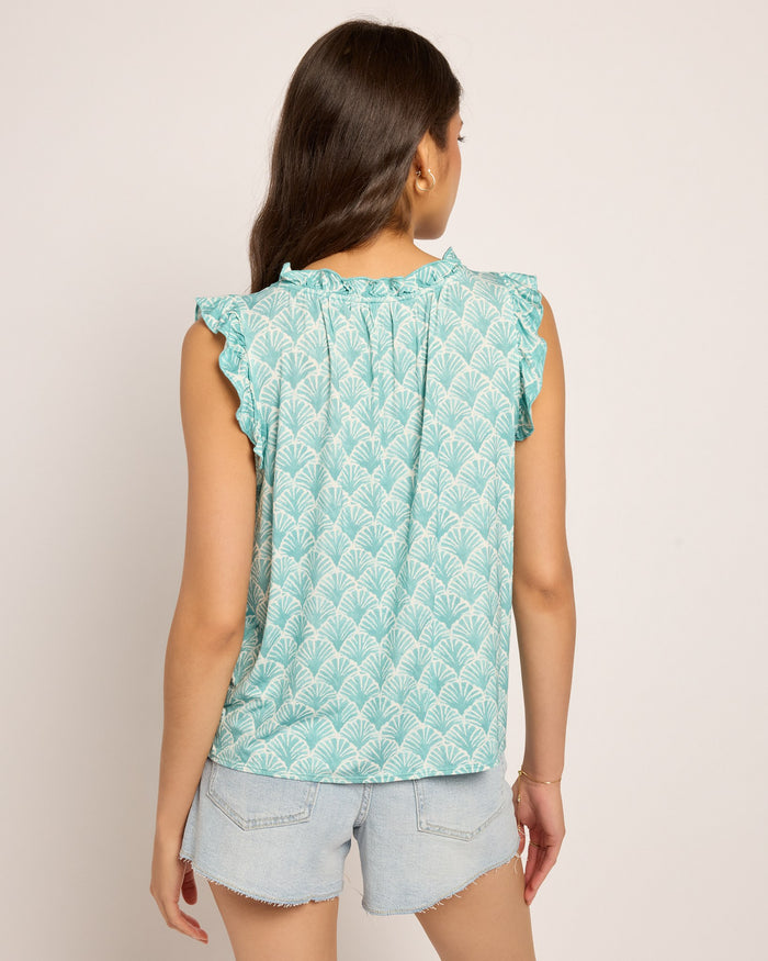 Seaglass $|& SEAS Macy Printed Ruffle Knit Top - SOF Back
