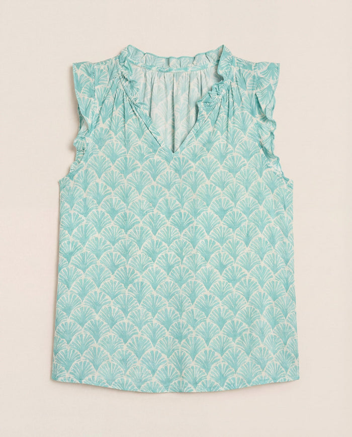Seaglass $|& SEAS Macy Printed Ruffle Knit Top - Hanger Detail