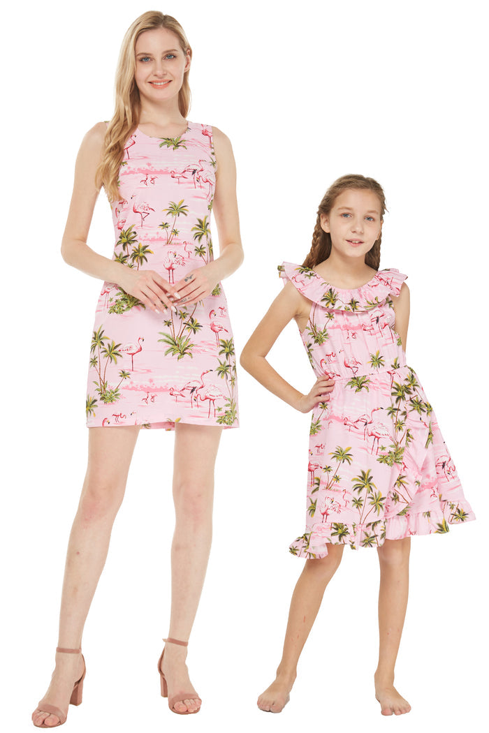 Made in Hawaii Mother Daughter Kolohe Set in Flamingo All Over Pink