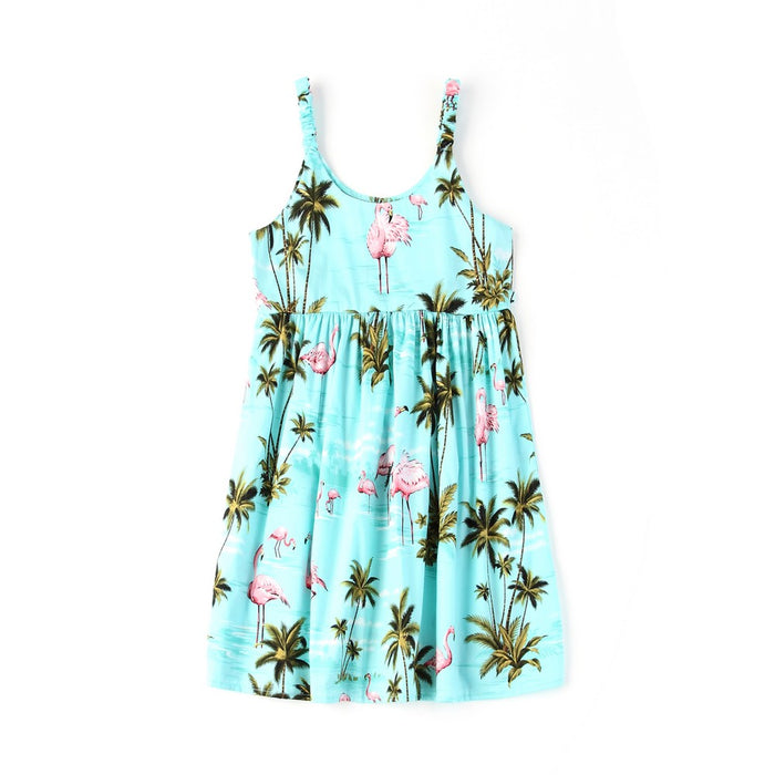 Made in Hawaii Mother Daughter Nui Set in Flamingo All Over Turquoise