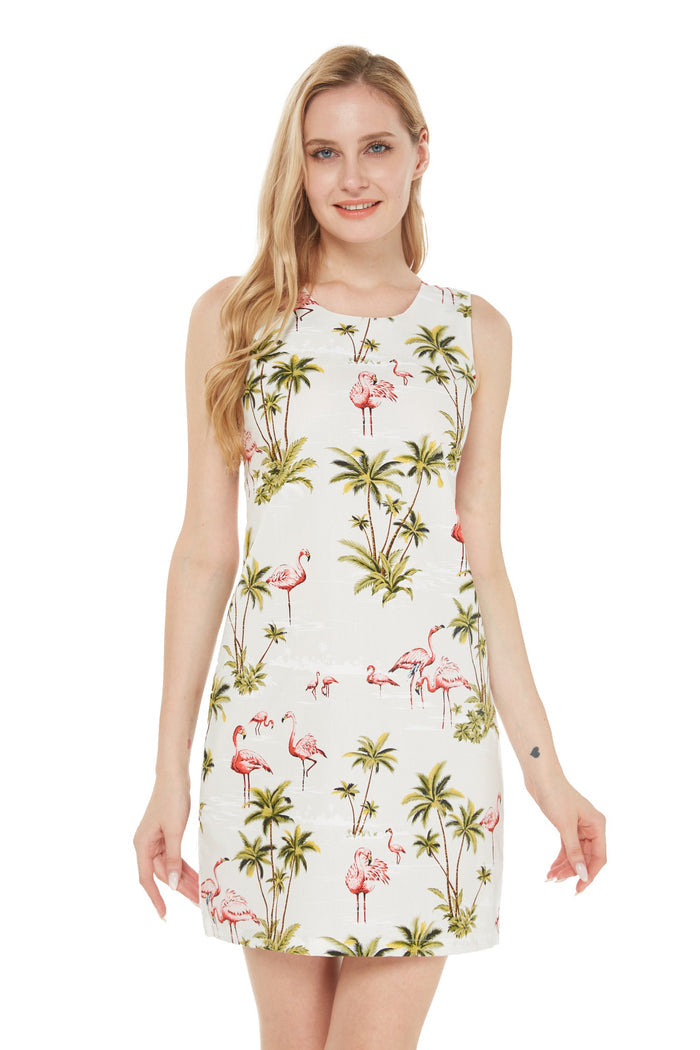 Made in Hawaii Mother Son Kumu Set in Flamingo All Over White