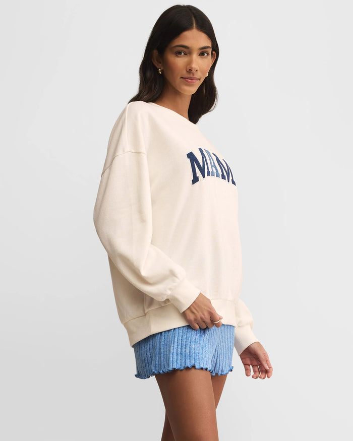 White Shell $|& Z Supply Mama Knit Denim Sweatshirt - Hanger Front