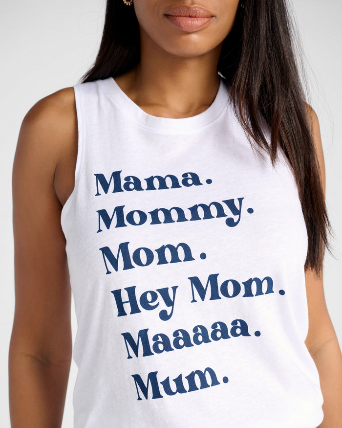 White $|& SEAS Mama Mommy Graphic Tank - SOF Detail
