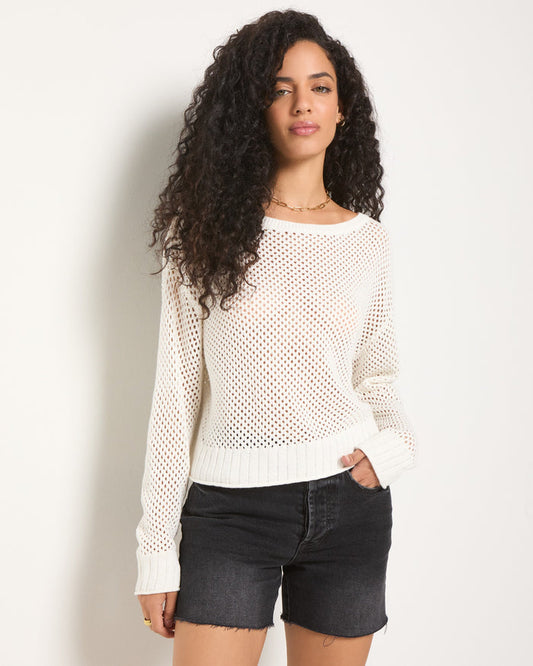 White $|& SEAS Mariner Mesh Sweater - SOF Front