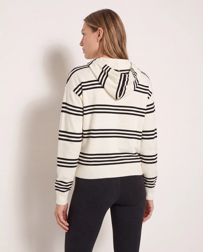 Ivory/Black Stripe $|& Interval Maritime Hooded Sweater - SOF Back
