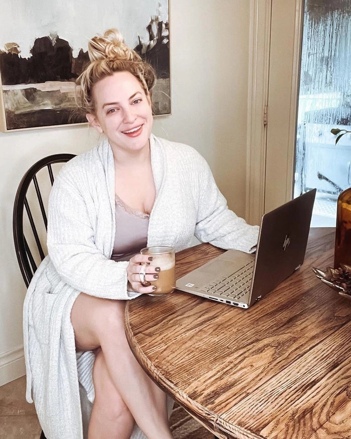 Heather Grey $|& Softies Marshmallow Ribbed Robe - SOF Full Front
