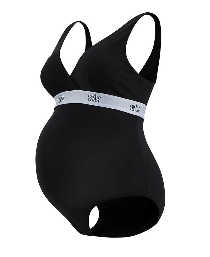 Maternity and nursing bodysuit Life black - tops