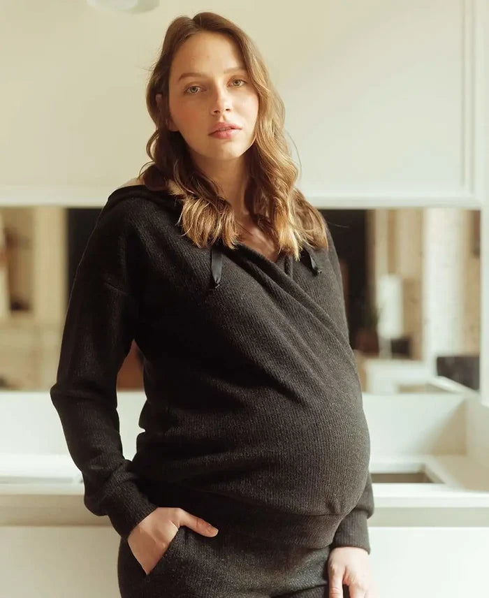 Maternity and nursing hoodie Sweet Home black