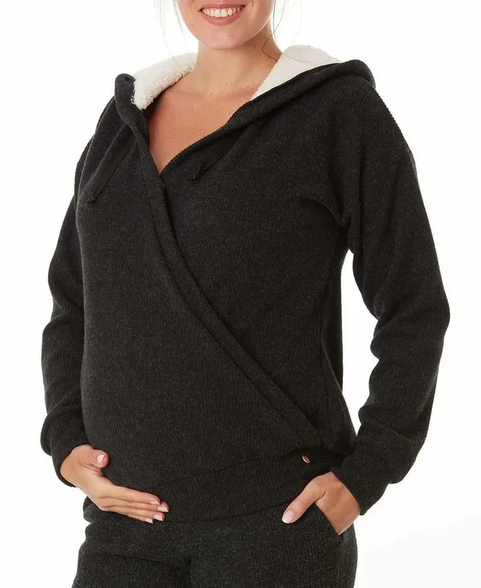 Maternity and nursing hoodie Sweet Home black