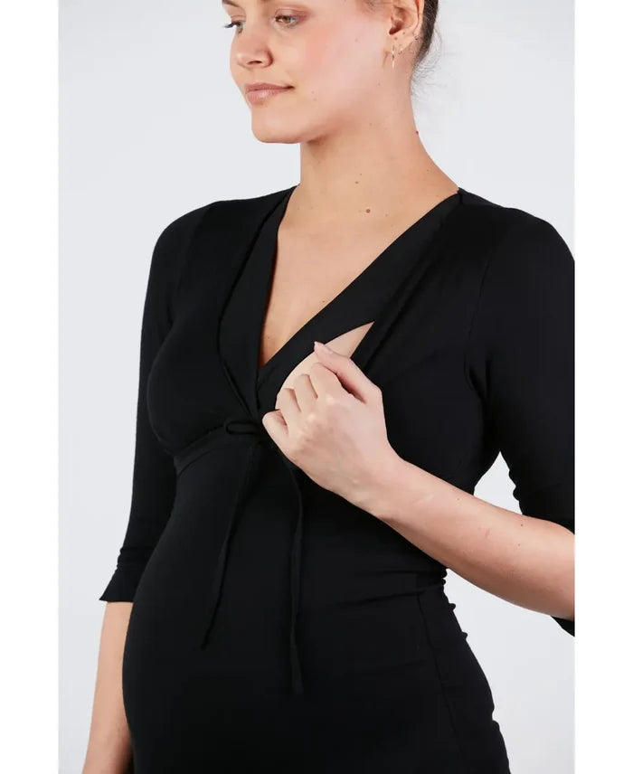 Maternity and nursing nightgown Milk black - Nightdress