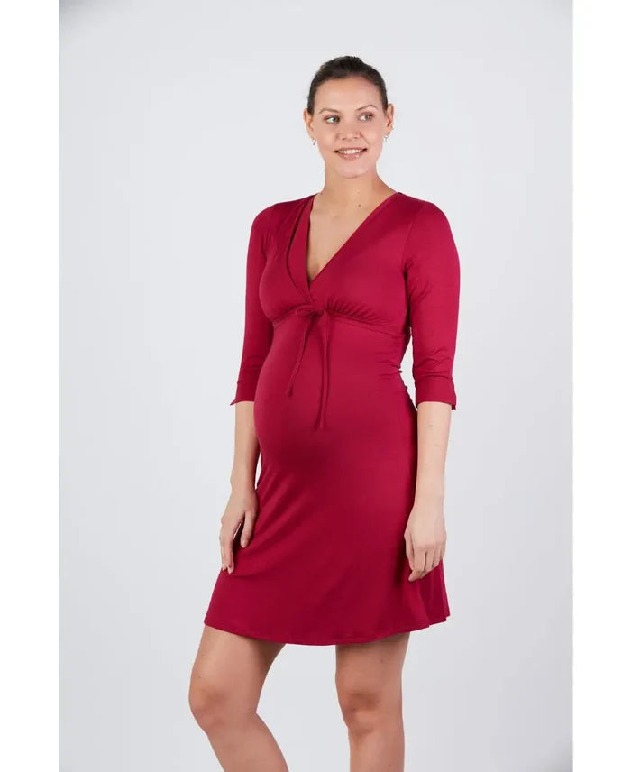 Maternity and nursing nightgown Milk burgundy - Nightdress